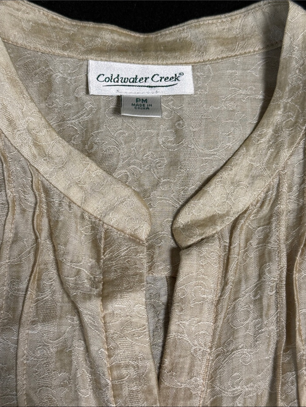 Coldwater Creek Champagne Pintuck Button-Down Shirt - Picture 3 of 4